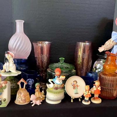 Colored Glassware, Figurines & Poseable Collector’s Doll