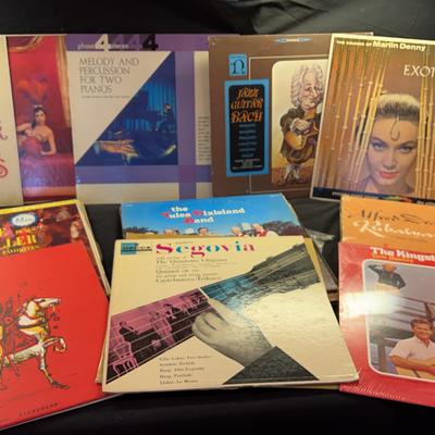 Albums (size 33 Lp’s) Bach, Martin Denny, Kingston Trio And More