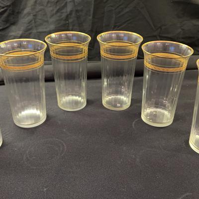 Vintage Tumblers, height 6"  Set of 6, gold rim intact