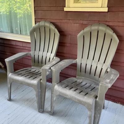 Pair of Outdoor Plastic Patio Chairs