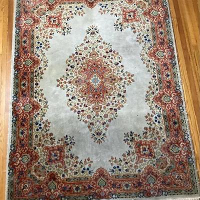 Vintage Ivory Persian-Style Wool Rug 