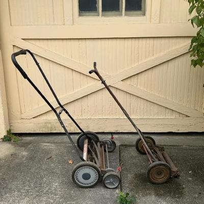 2 Vintage Push Reel Lawn Mowers