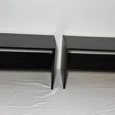 Set of 2 Dark Wood Two-Tier Shelves