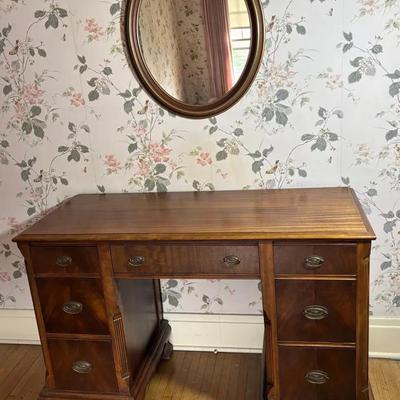 Mahogany Vanity Desk with Mirror