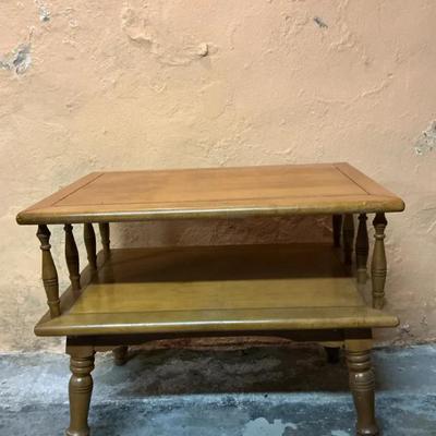 Vintage Two-Tier Wooden End Table 
