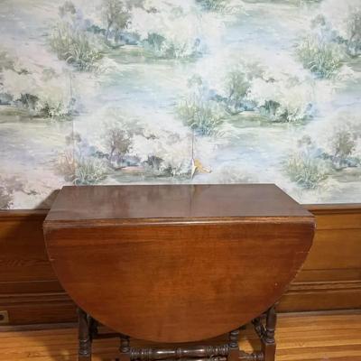 Antique Drop-Leaf Side Table with Drawer
