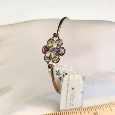 New $140 Retail Sterling Silver 925 Bracelet w/ Semiprecious Stones, 18k Gold Plated