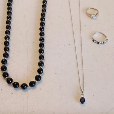 10k Gold & Obsidian, Sapphire+ Jewelry - Necklaces, Rings