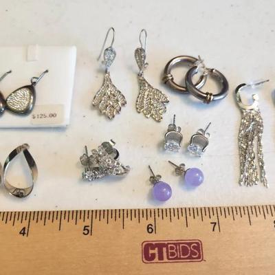 8 Pairs of Sterling Silver 925 Earrings, $125 Kohls - 31g total