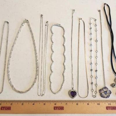 10 Sterling Silver 925 Necklaces & Chains - 77g total