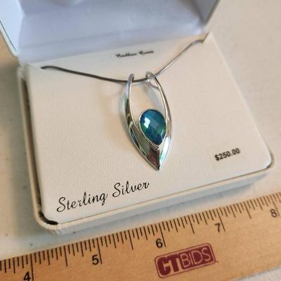 New $250 Retail Sterling Silver Caribbean Quartz Necklace