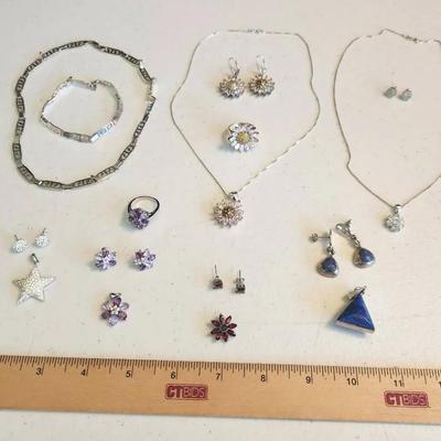 7 Sterling Silver Jewelry Sets - Mexico 925, Sunflowers, Star Pendant