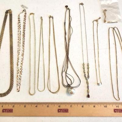 11 Sterling Silver 925 Gold Tone Necklaces/Chains, 76g total
