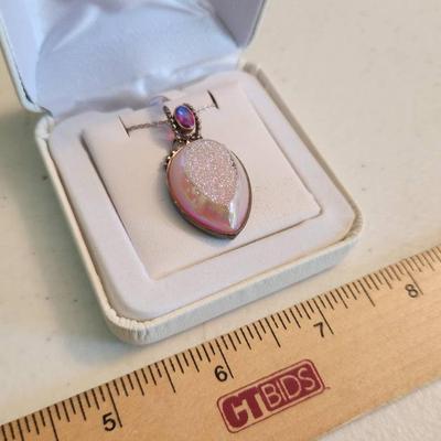Sajen $250 Retail Sterling Silver Pink Stone Necklace, 18" chain
