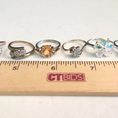 6 Sterling Silver 925 Rings Size 7, - 20g total, Some Vintage 
