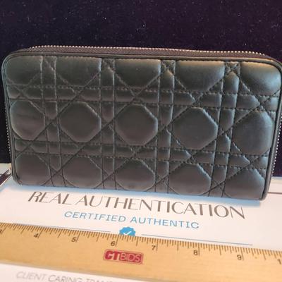 Dior Authentic Lambskin Cannage Zip-Around Wallet