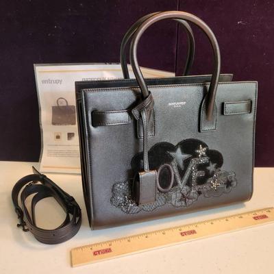 Saint Laurent Authentic Leather Sac De Jour Baby Tote, "Love" 
