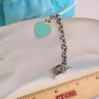 $1000+ retail Tiffany & Co. Sterling 925 Blue Heart Return to Tiffany Toggle Bracelet