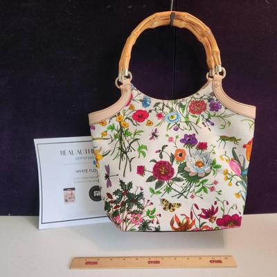Gucci Authentic Flora Bamboo Handle Tote Bag