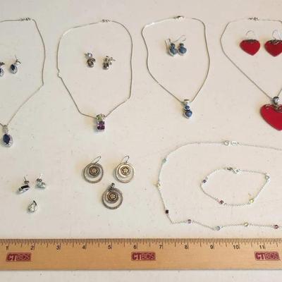 7 Sterling Silver Jewelry Sets - Barse, P.S. Frank, Coral Hearts, 