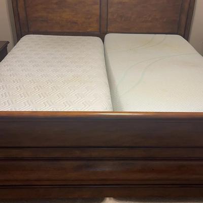Wooden Sleigh Bed And Tempur-Pedic Mattresses