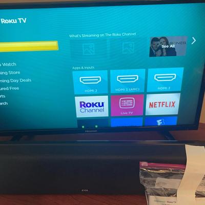 Hisence 32” TV with Roku and Soundbar