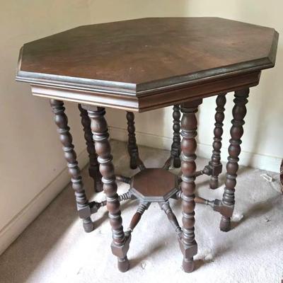 Vintage Wooden Octagonal Side Table