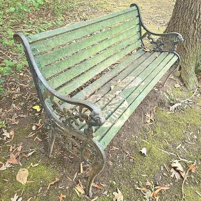 Vintage Garden Bench Cast Metal & Wood