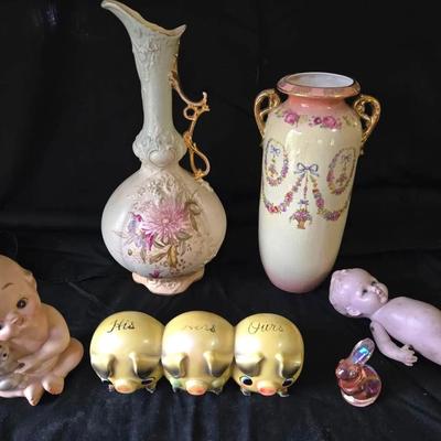 Antique German Doll, Vintage China, Fenton Rabbit