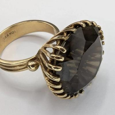 10K Gold & Smoky Quartz Ring...Sz 7