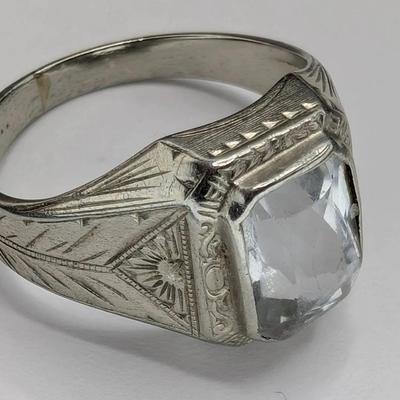 10K White Gold & Clear Tourmaline Ring...Sz 6.5