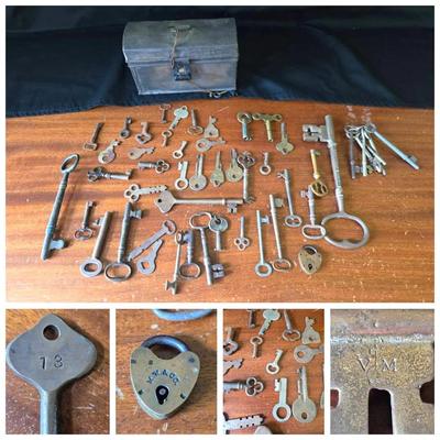 Antique & Vintage Keys, Skeleton, Room 13 Key, Metal Box