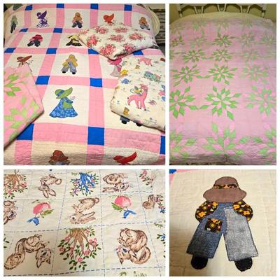 Vintage Handmade Quilts & Bedspreads Pink Whimsical 