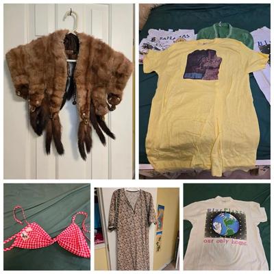Vintage Clothing, Real Fur Wrap, Elvis T Shirt, 70s-90s