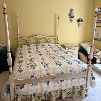 Frenc Provincial Four Post Bed Frame & Nightstand