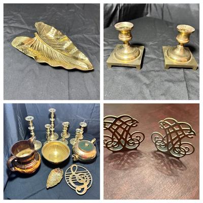 15 Pc Brass Candlesticks & More  Lot Baldwin & VA Metal Crafters 