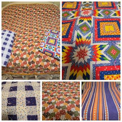 3 Vintage Handmade Bedspreads 70s Fab