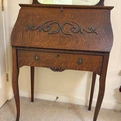 Antique Oak Ladies Slant Front Desk