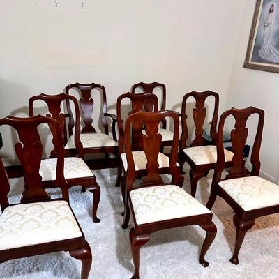 Henkel-Harris Wild Black Cherry & cream Upholstered Dining Chairs