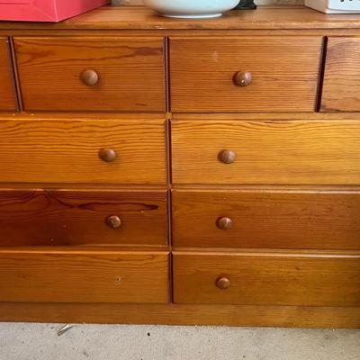 Lot 310: Light Long Pine Dresser And Mirror 