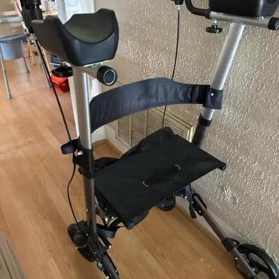 Lot 119:  Lightweight Upright Rollator Walker with Arm Supports and Seat