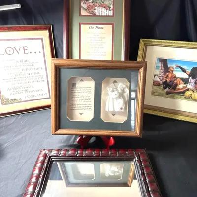 Lot 121:  Collection of Inspirational Framed Wall Art & Decorative Mirror 