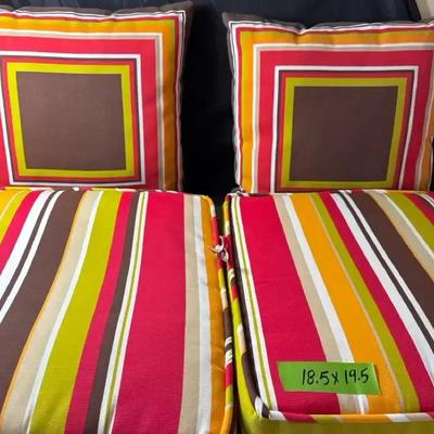Lot 117:  Retro Striped Cushion Set – 2 Backs & 2 Seats (18.5” x 19.5”)