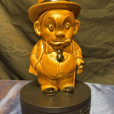 Lot 570: Vintage German Figural Gentleman Whiskey Decanter with Hat Stopper