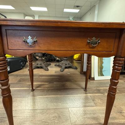 Lot 253: Colonial Revival Mid Century Wood Side Table 