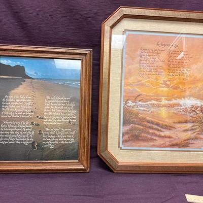 Lot 159: Framed Inspirational Wall Art – Footprints in the Sand & The Footprints of God