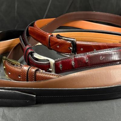 Lot 441: Lot of 5 Men’s Genuine Leather Belts – Assorted Colors & Styles