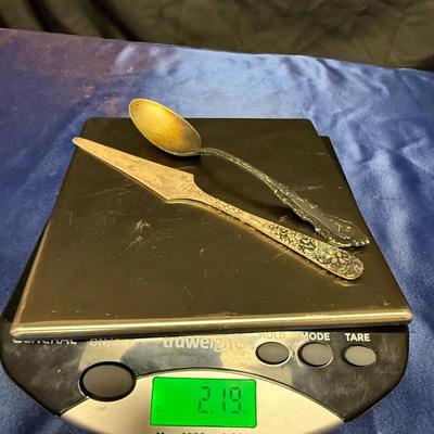 Lot 573: Silver Butter Knife And Spoon 2.1oz