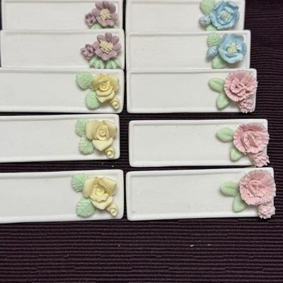 Lot 155:  Set of Vintage Porcelain Floral Knife Rests – Handcrafted Flower Accents