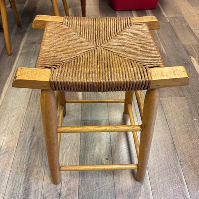 Lot 267: Handwoven Rush Stool 24”